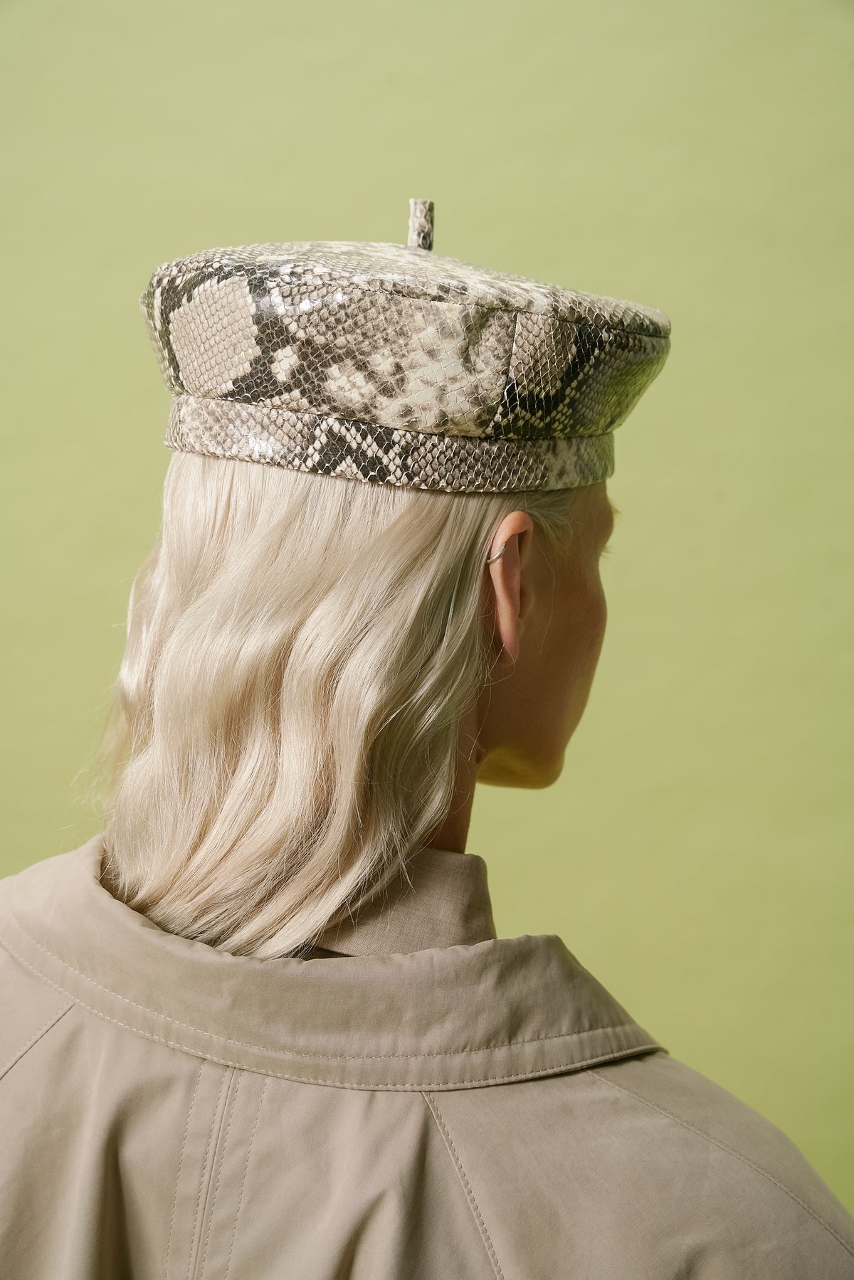 LIMITED PYTHON PRINT LEATHER BERET