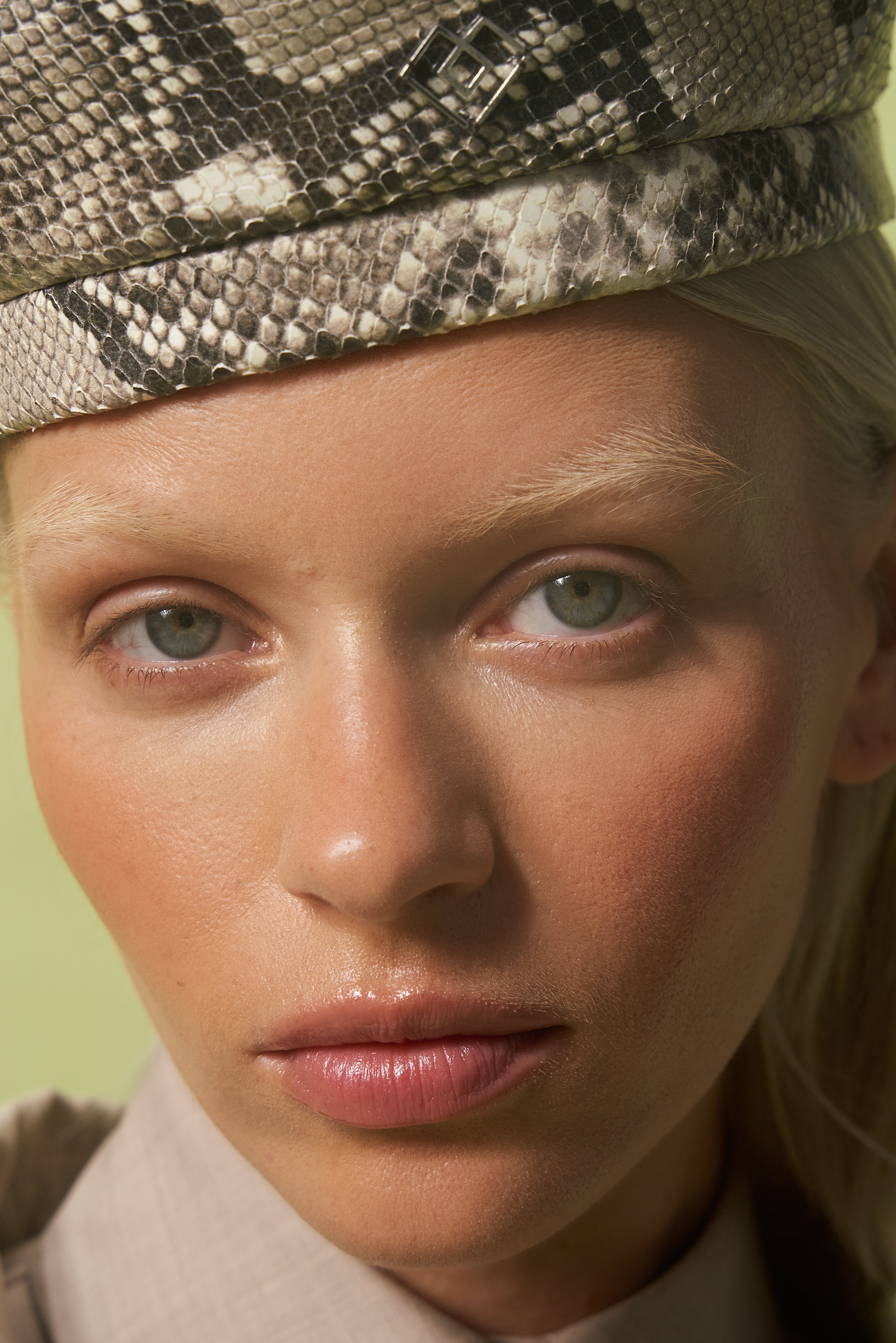 LIMITED PYTHON PRINT LEATHER BERET