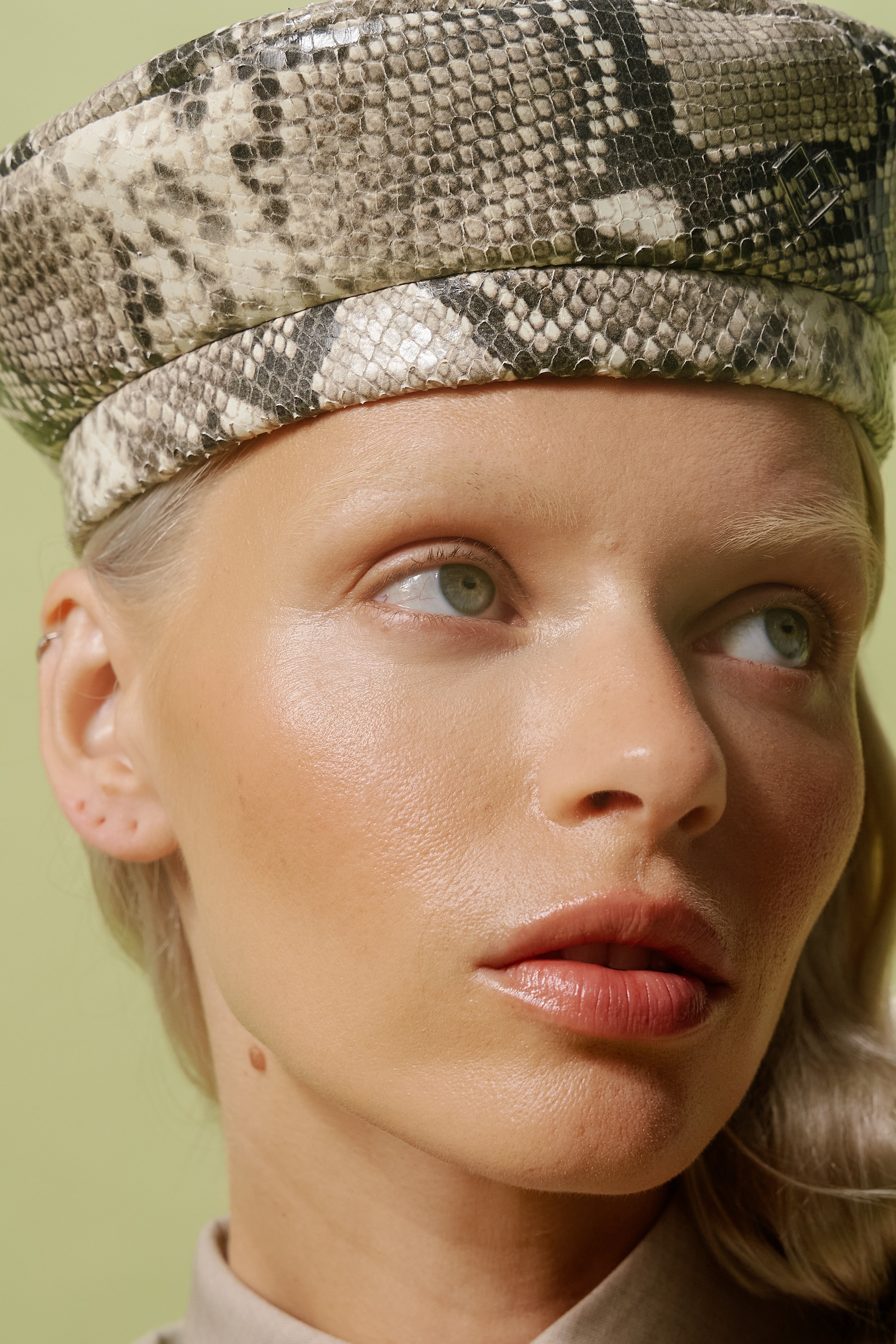 LIMITED PYTHON PRINT LEATHER BERET
