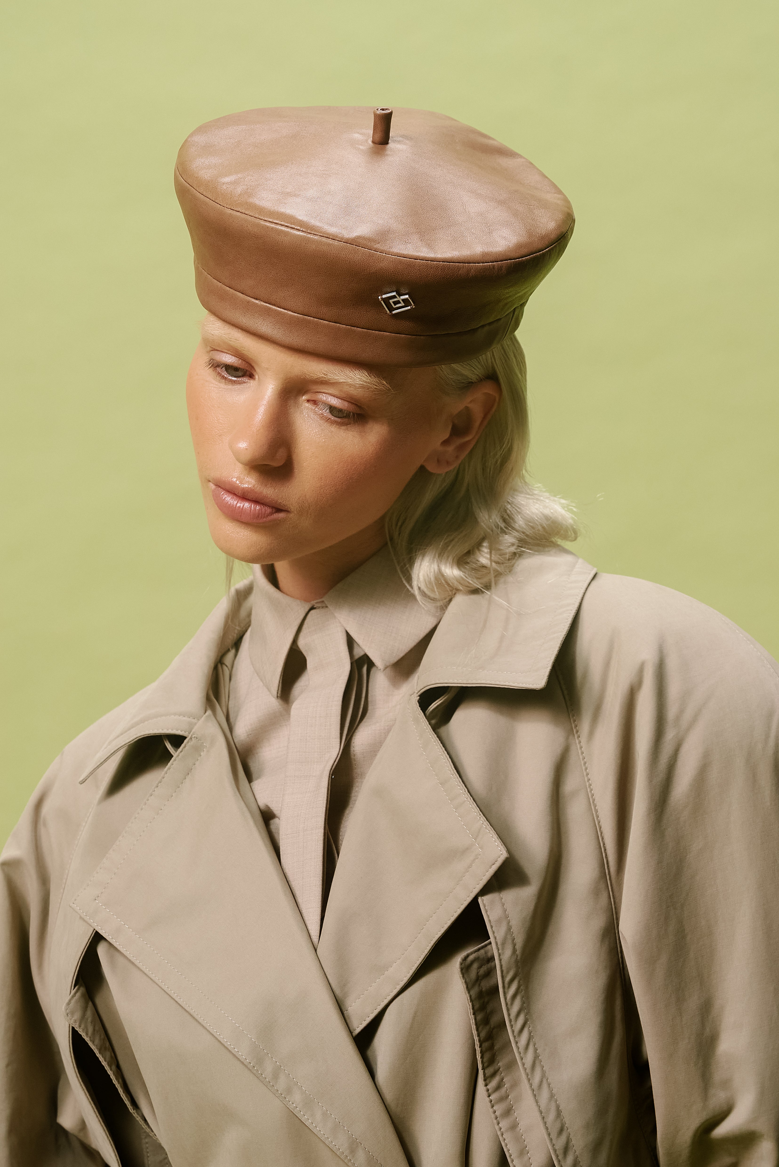 LIMITED BROWN LEATHER BERET
