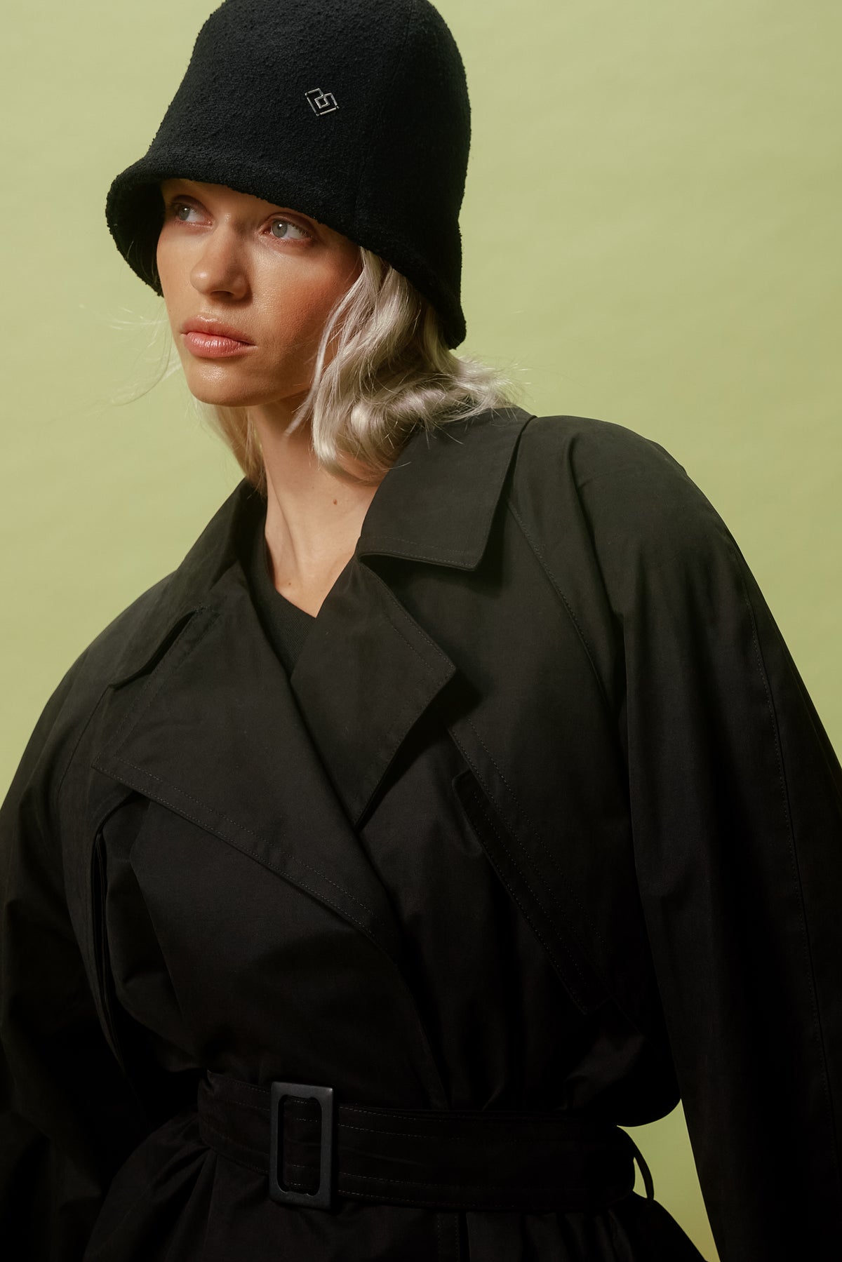 BLACK BOUCLÉ CLOCHE HAT