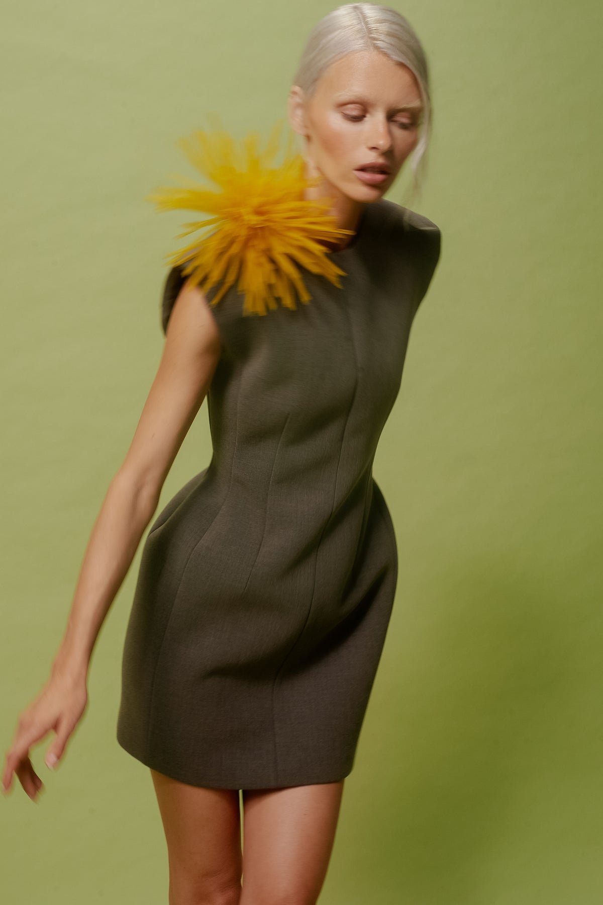 SILK CITRUS CHRYSANTHEMUM FLOWER BROOCH