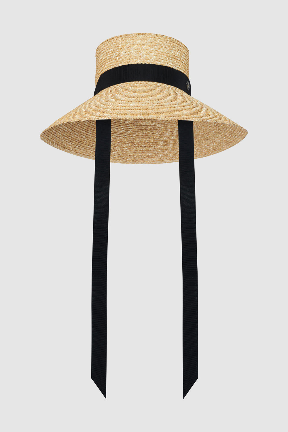 Neck tie wide brimmed straw hat