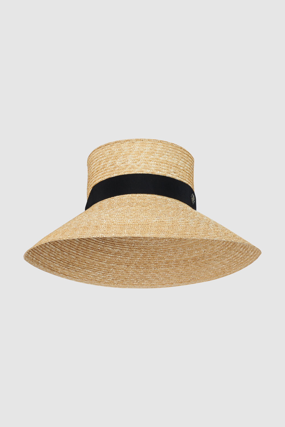 Neck tie wide brimmed straw hat