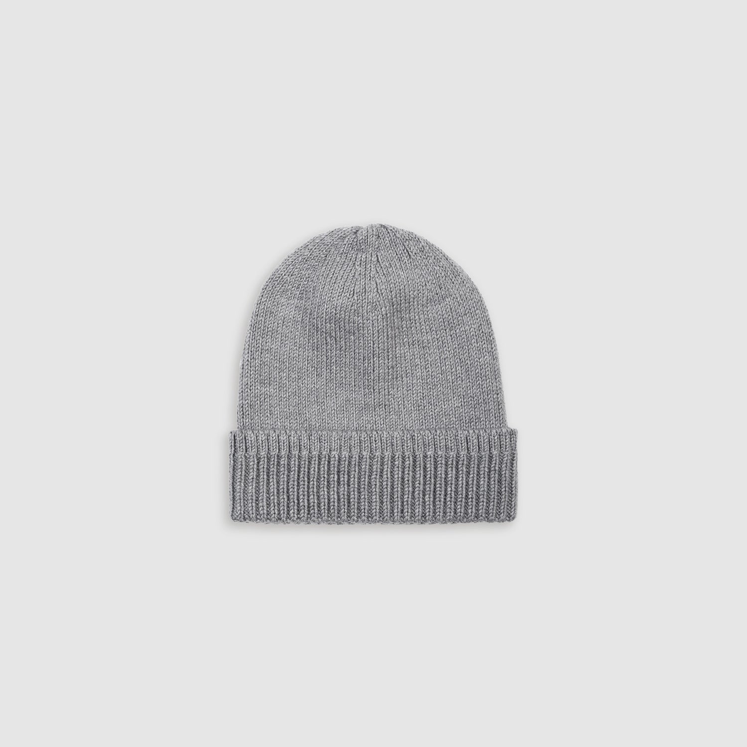 Grey beanie hat made from Merino wool, featuring a folded cuff for extra warmth. Handmade, cozy, and breathable, perfect for winter wear.
