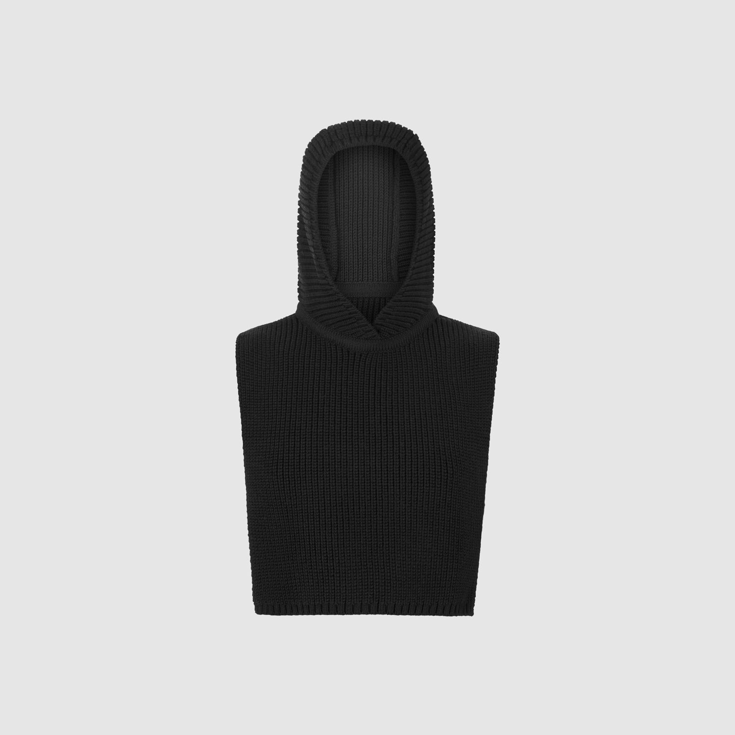 Borisetti Merino Wool Balaclava - Two-Piece Versatile | Ribbed Knit, 100% Wool, Handmade. Black hooded balaclava with a snug fit for warmth and style.