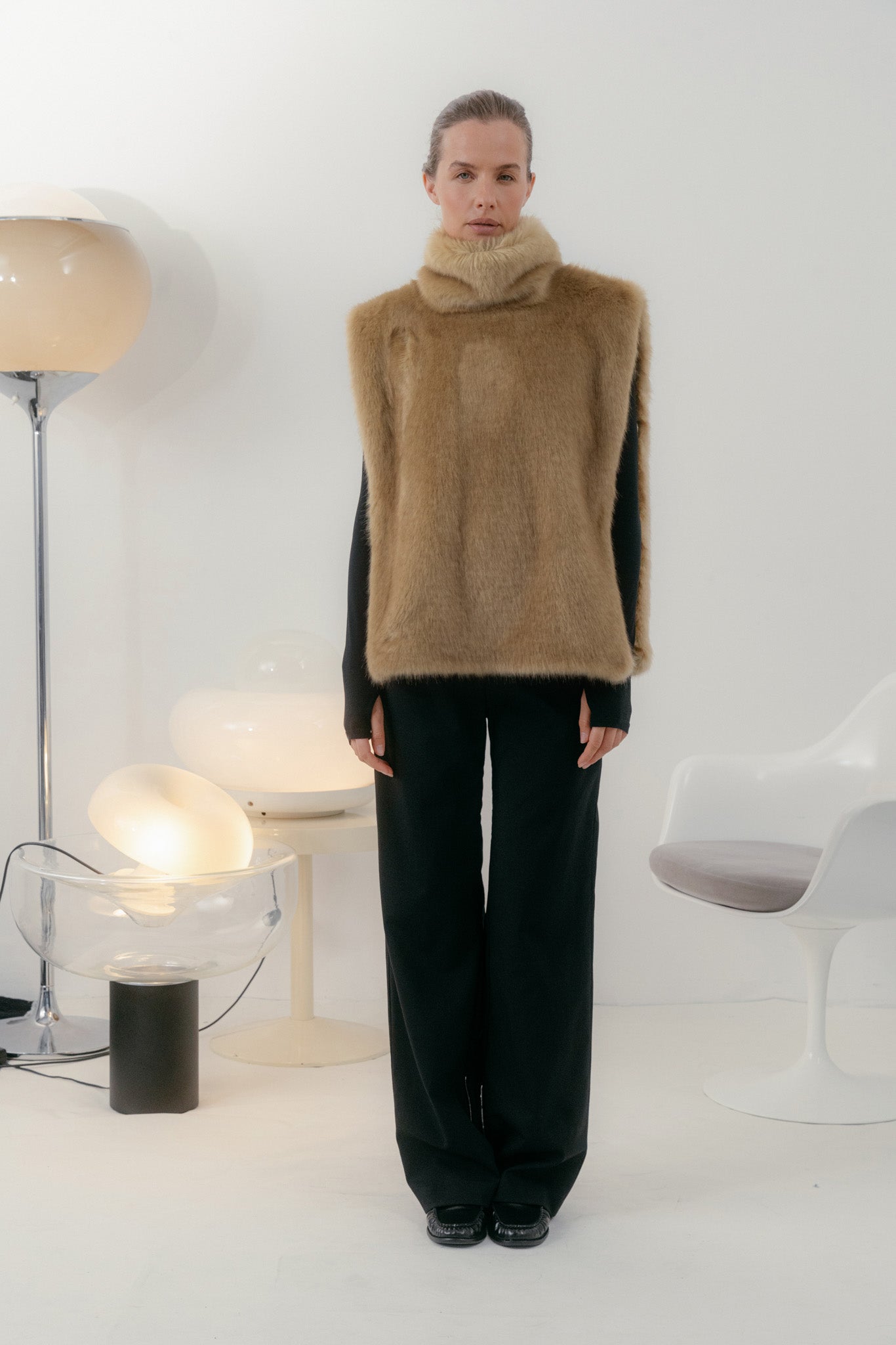 Light brown Faux Fur Turtleneck