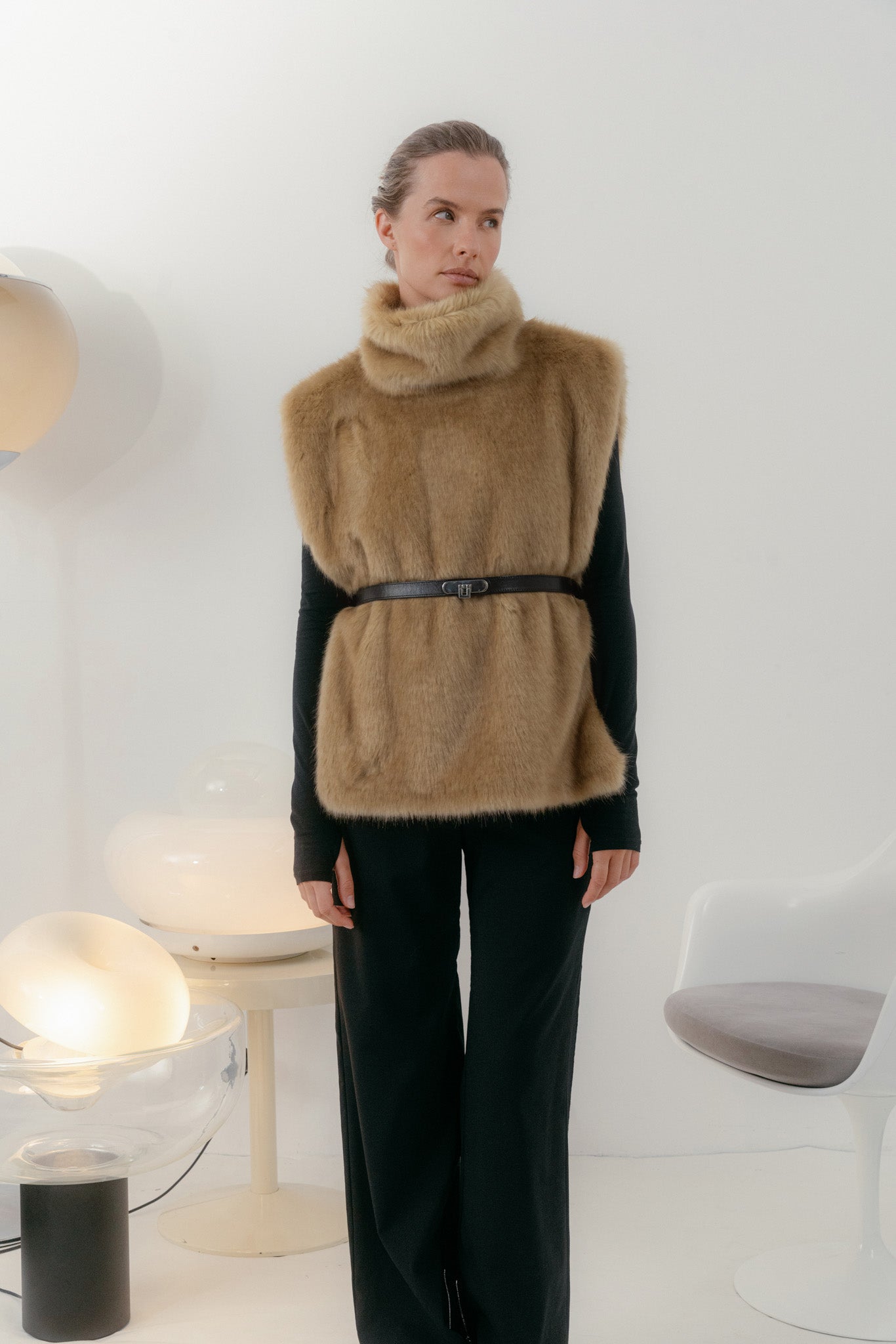 Light brown Faux Fur Turtleneck