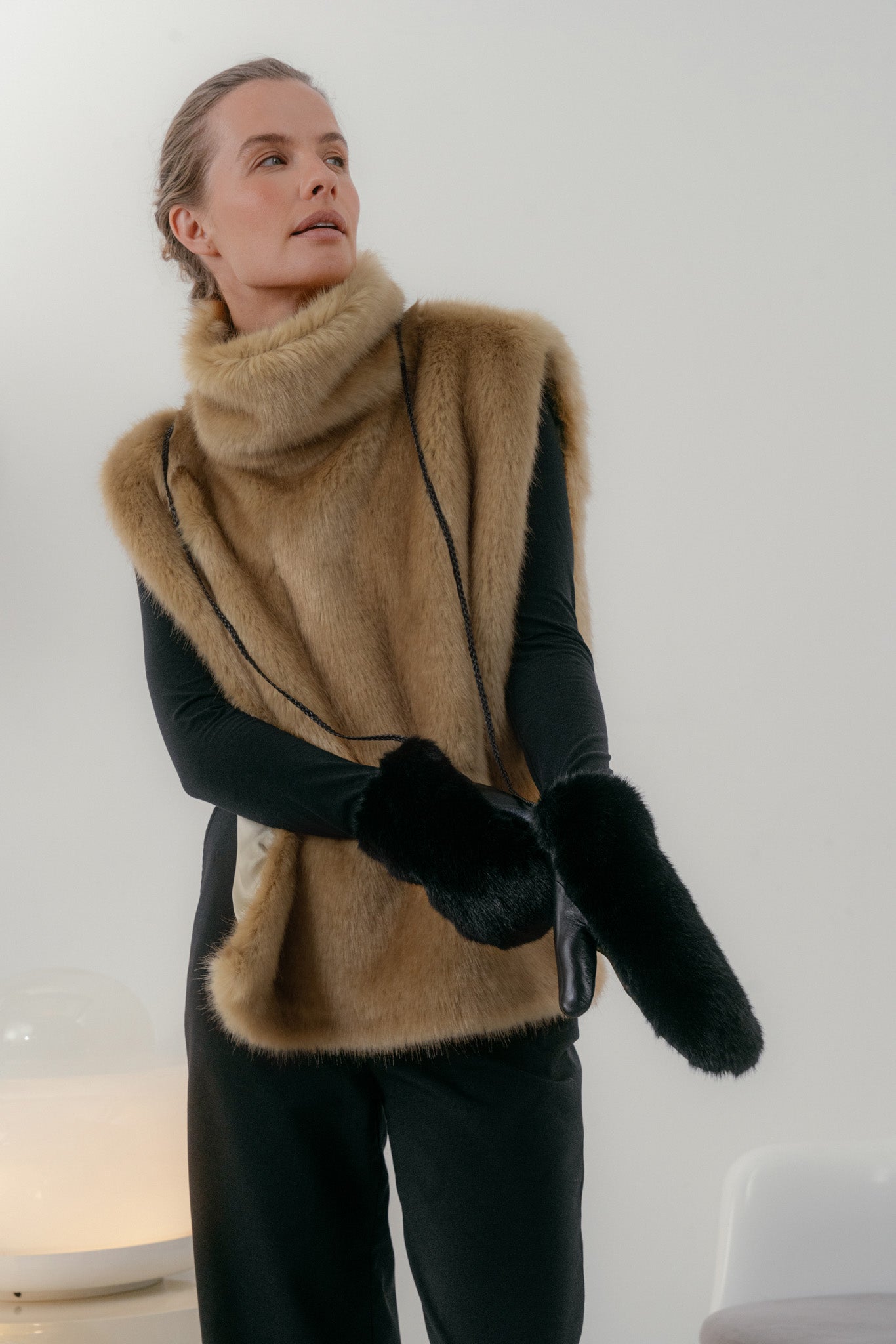 Light brown Faux Fur Turtleneck