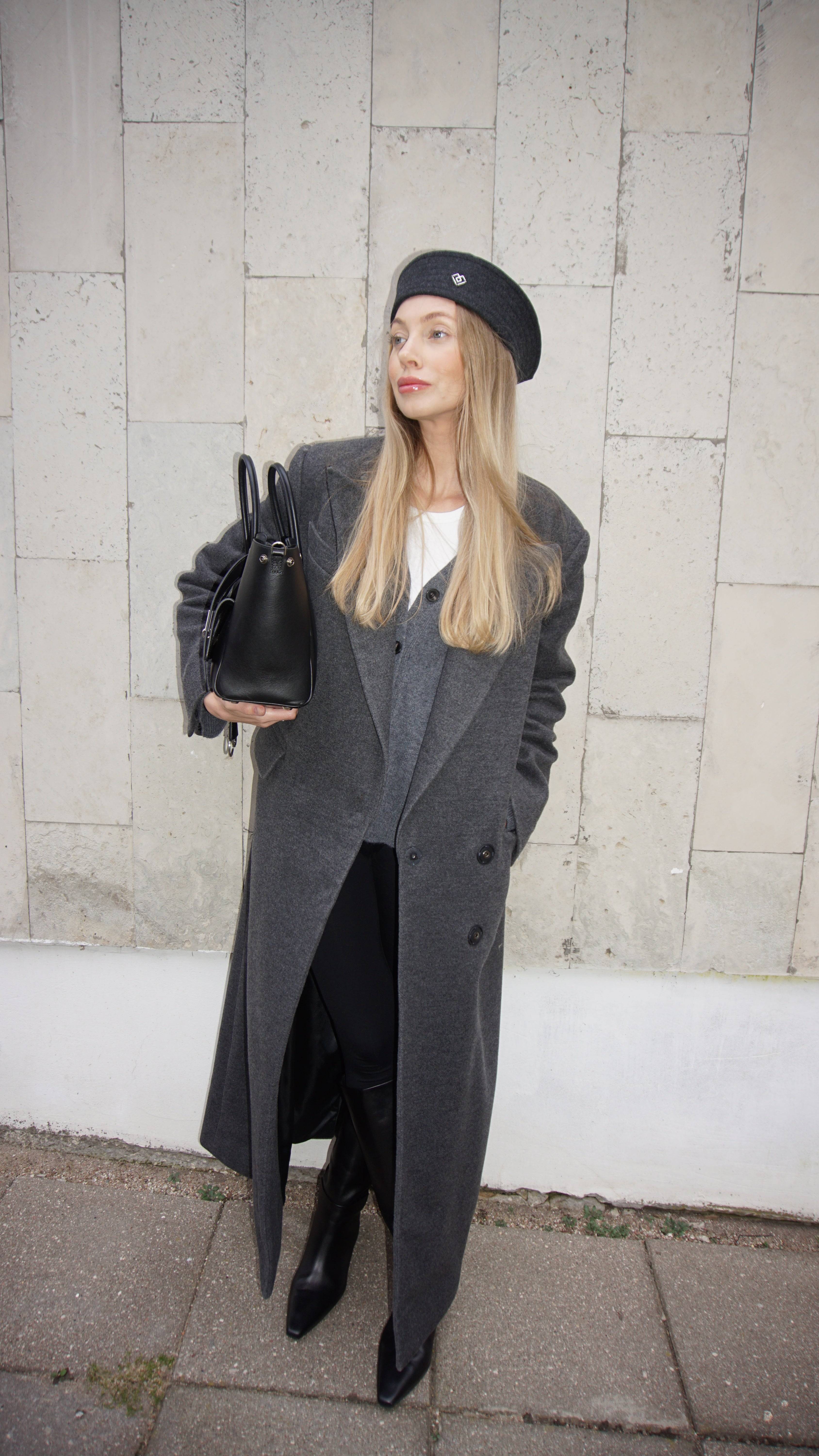 Dark grey wool sailor hat