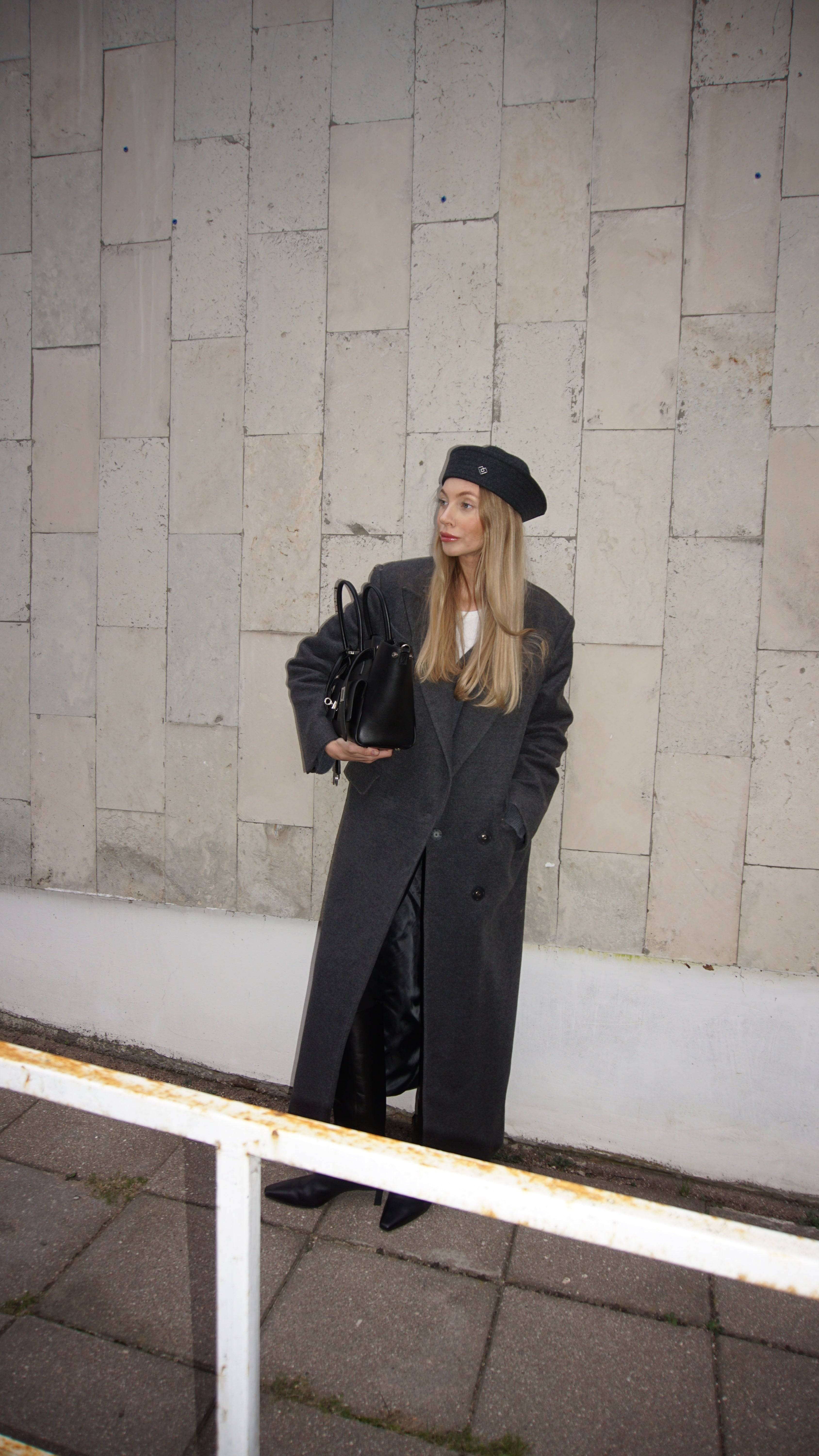 Dark grey wool sailor hat