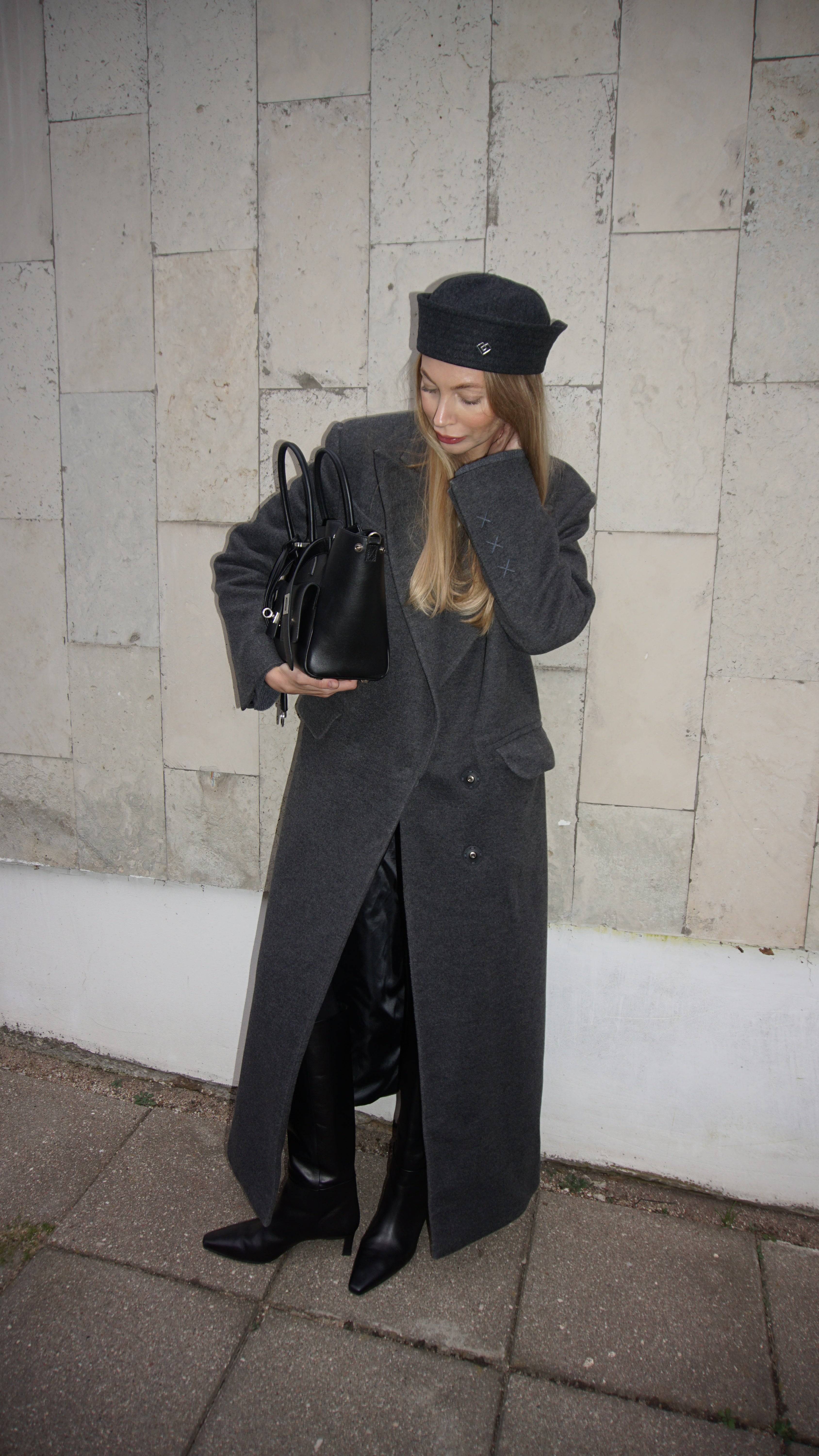 Dark grey wool sailor hat