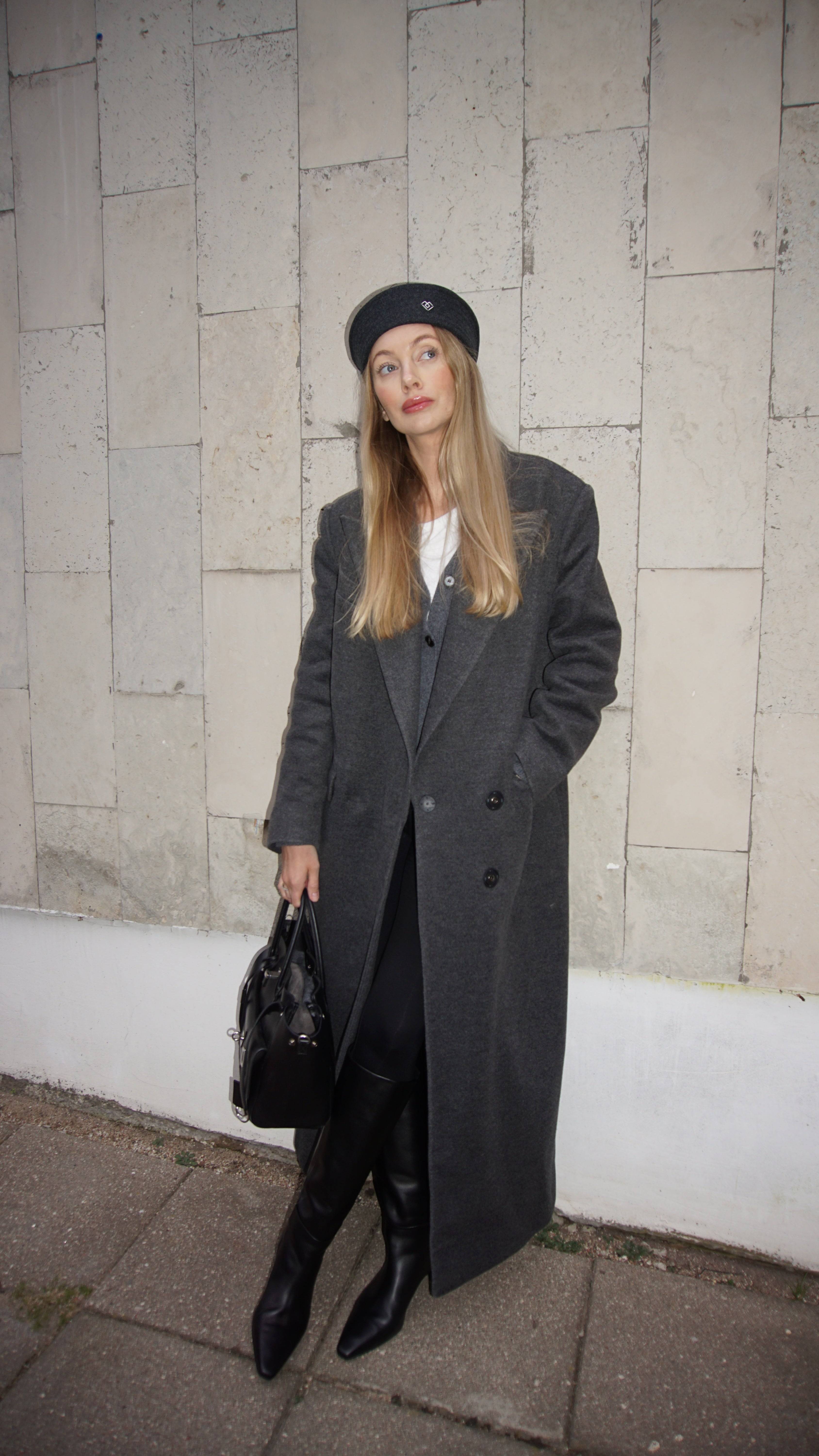 Dark grey wool sailor hat