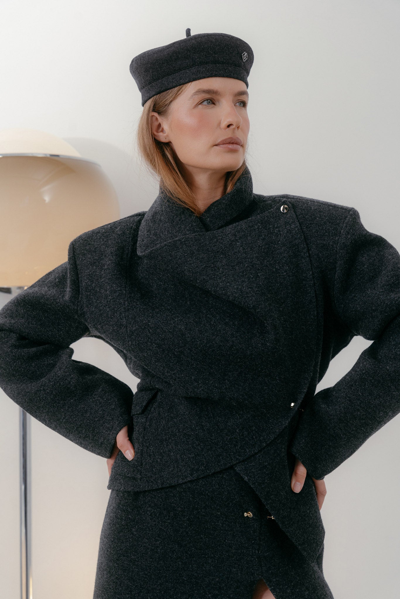 Wool dark grey beret