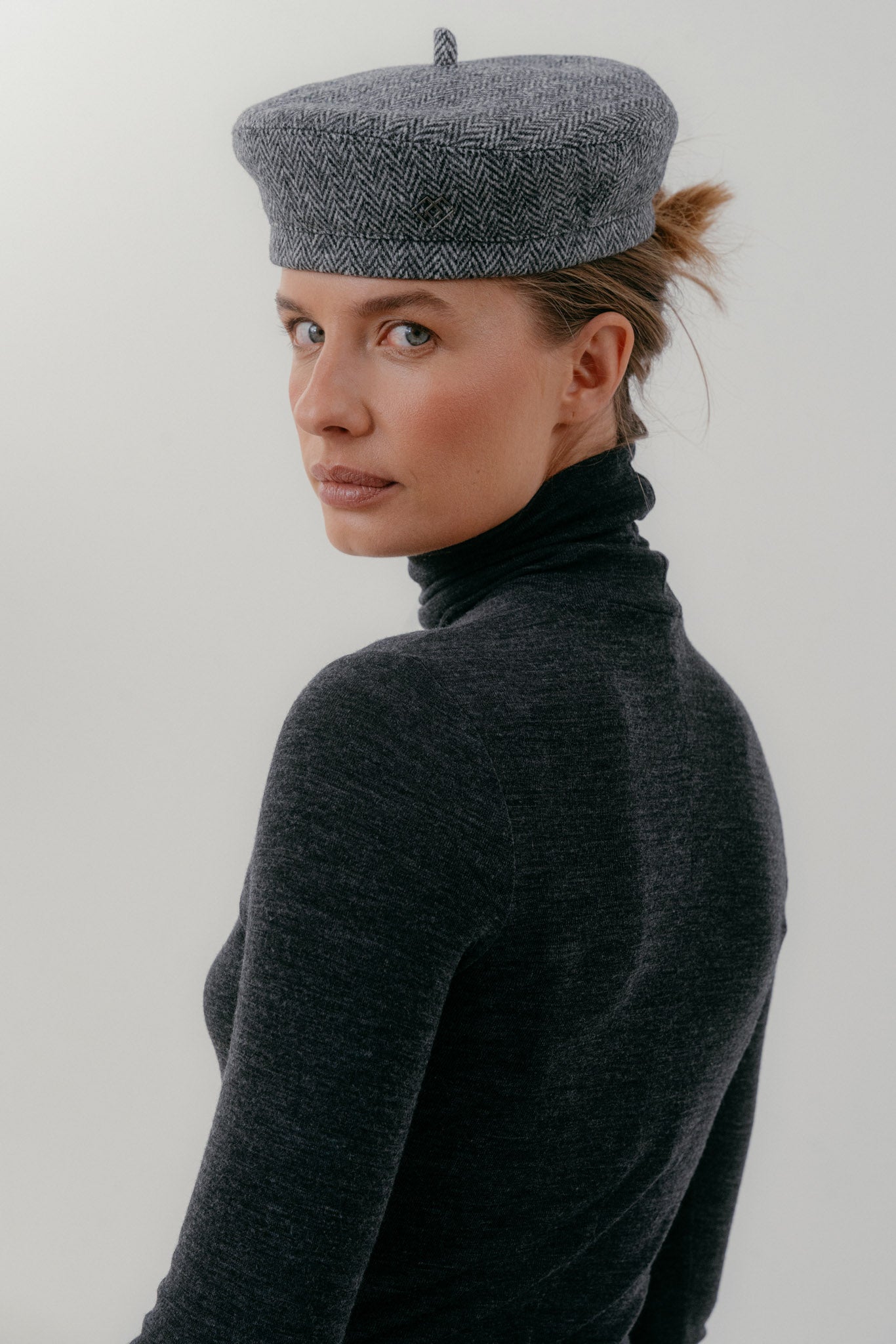 Herringbone Wool Beret