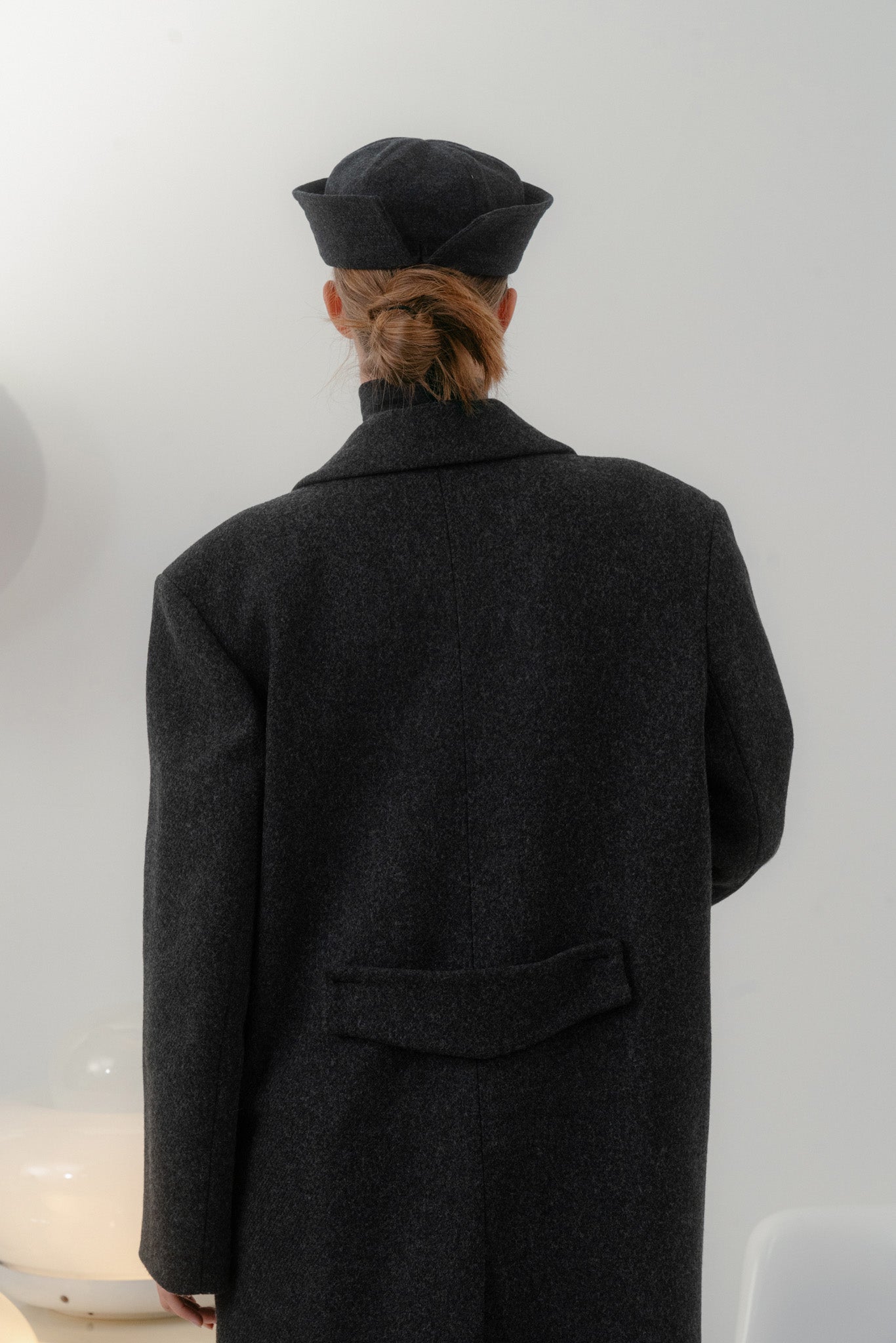 Dark grey wool sailor hat