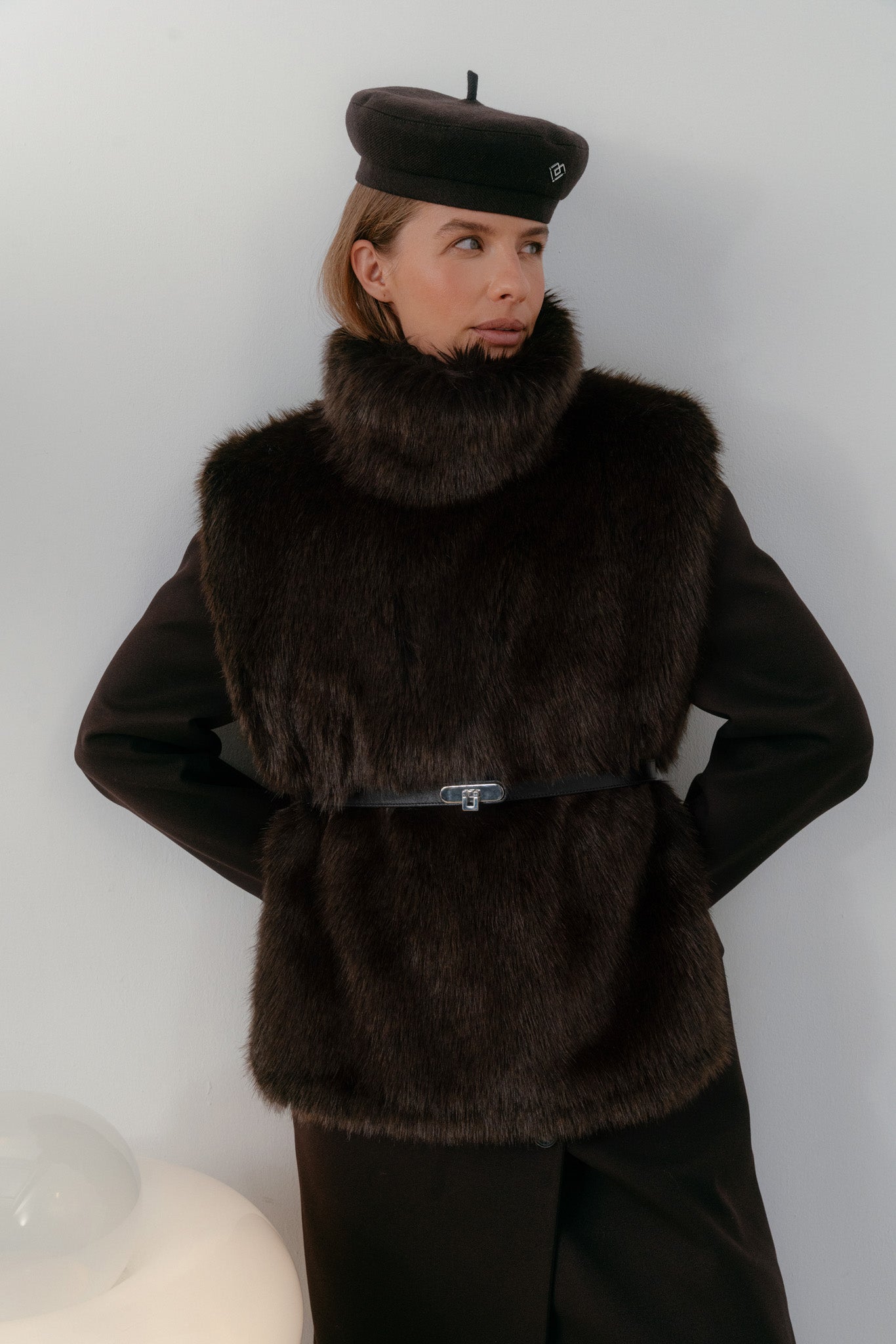 Brown Faux Fur Turtleneck