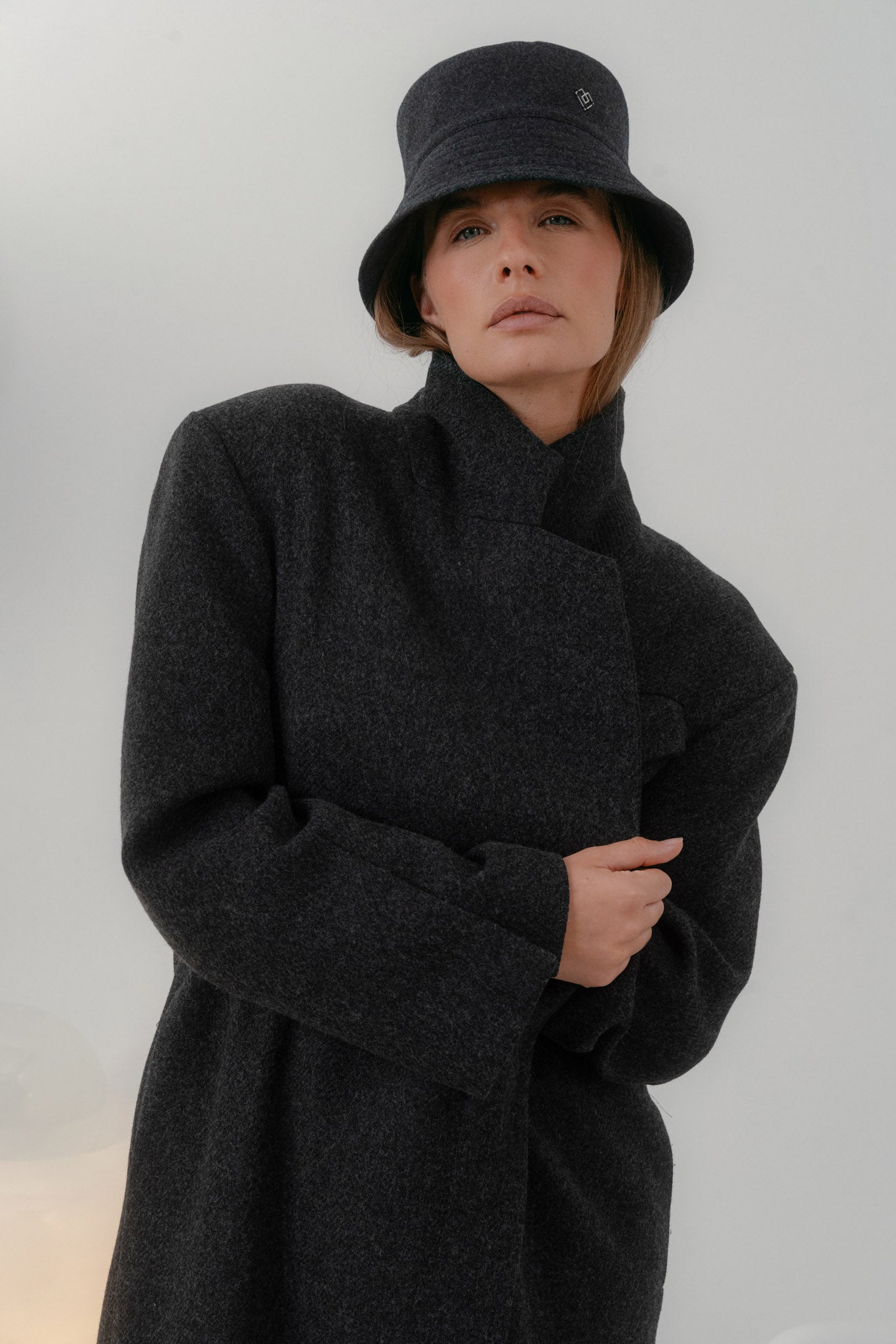 Grey wool bucket hat