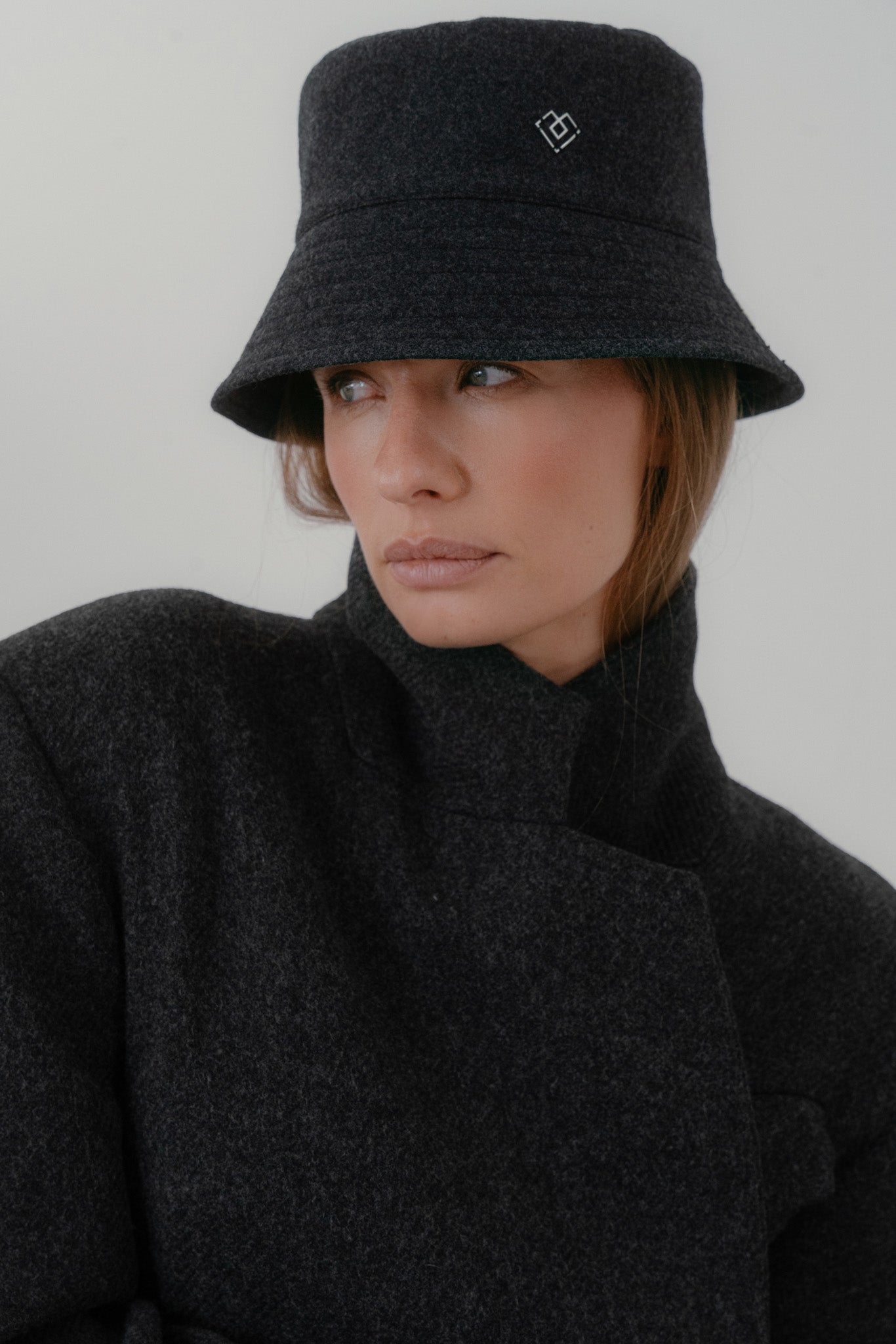 Grey wool bucket hat