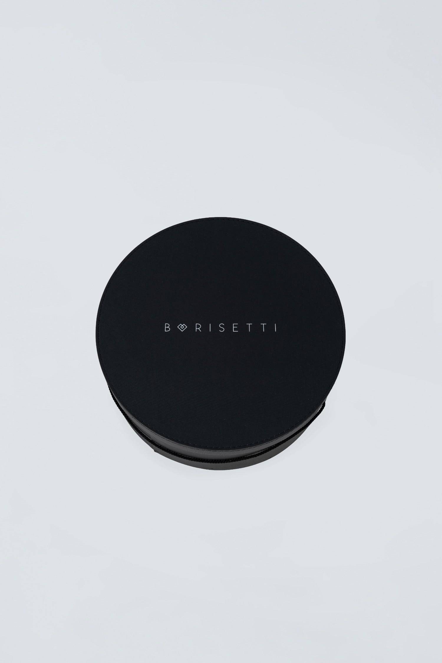 Borisetti luxury hat box with an elegant black design, perfect for premium hat storage and protection. Handcrafted for durability and style.