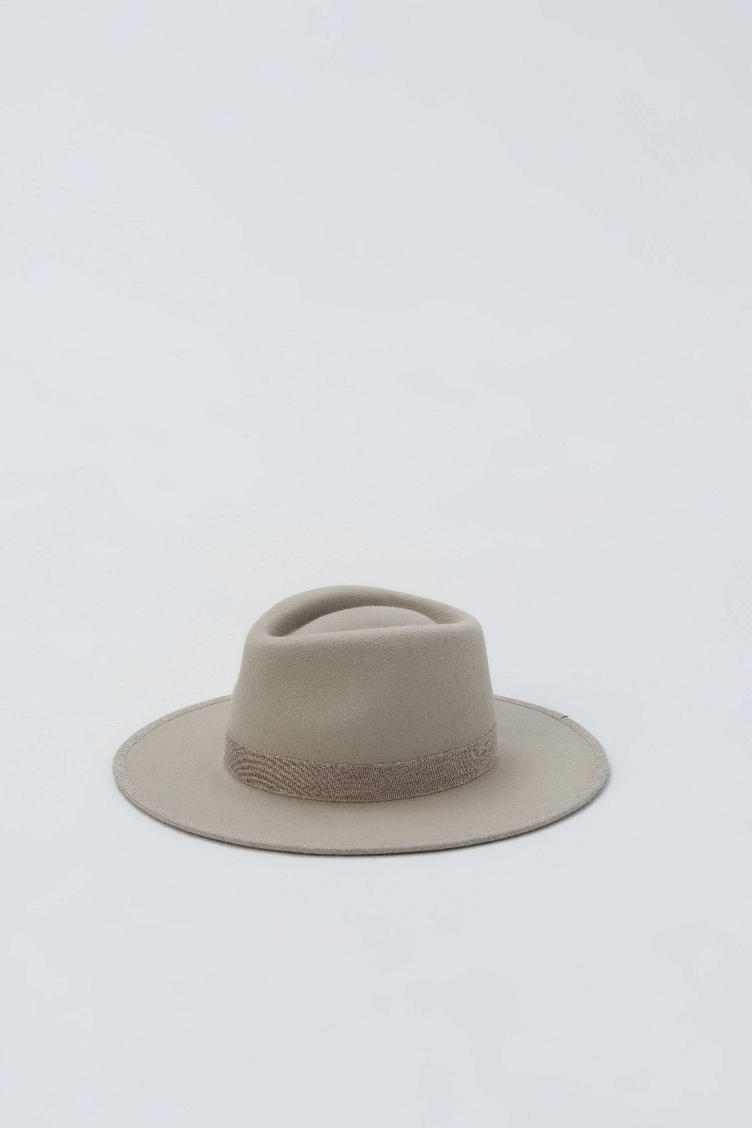 Silver Belly Fedora Hat displayed against a clean background, highlighting its tonal cotton ribbon-edged brim and refined rabbit fur felt material.