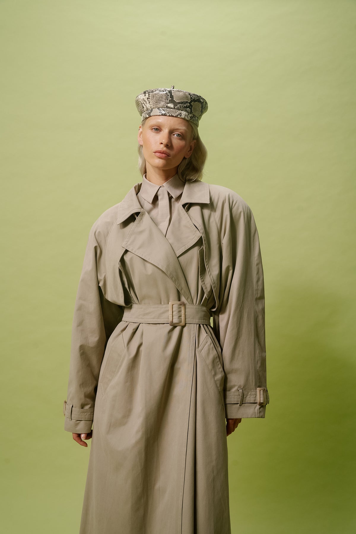 LIMITED PYTHON PRINT LEATHER BERET