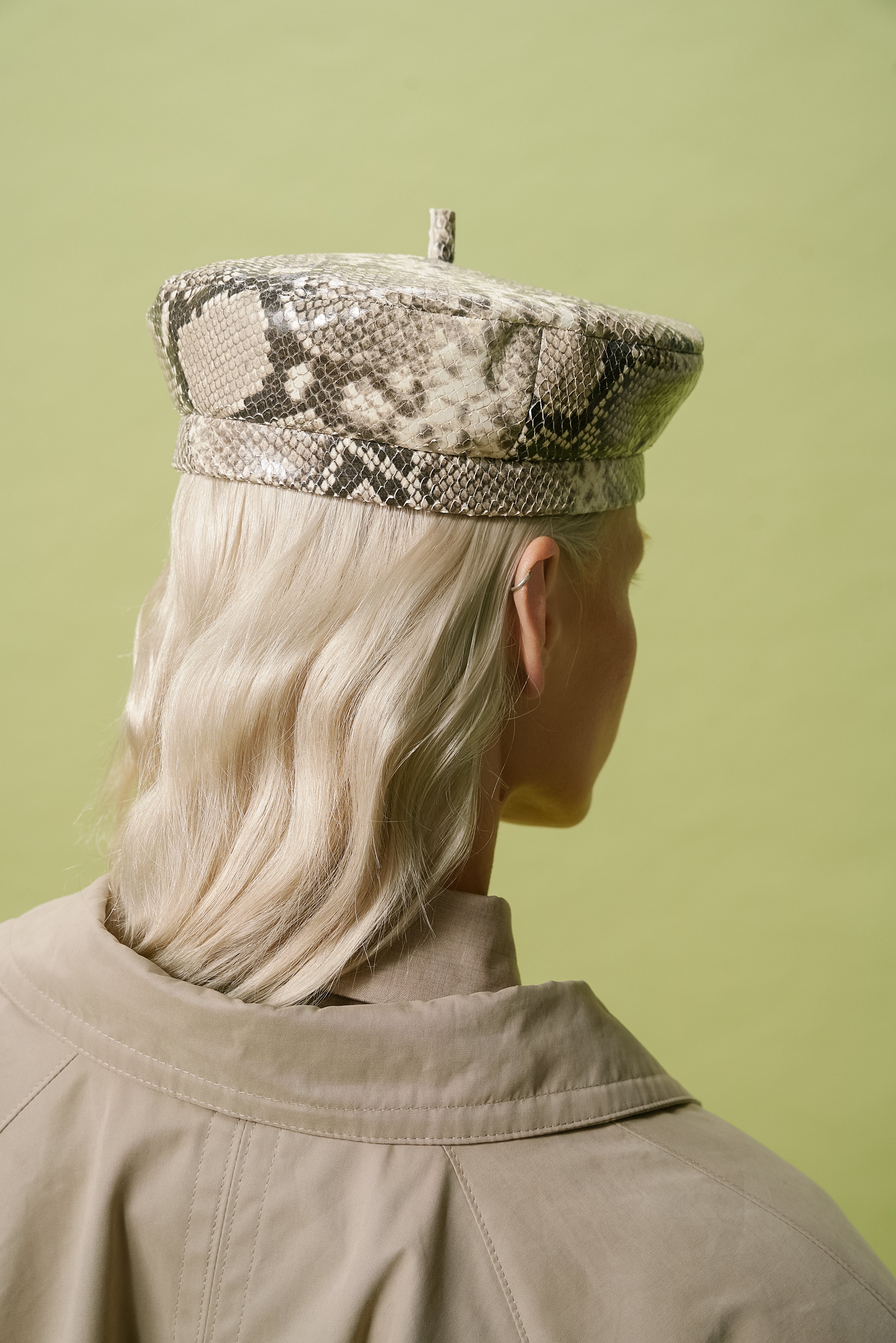 LIMITED PYTHON PRINT LEATHER BERET