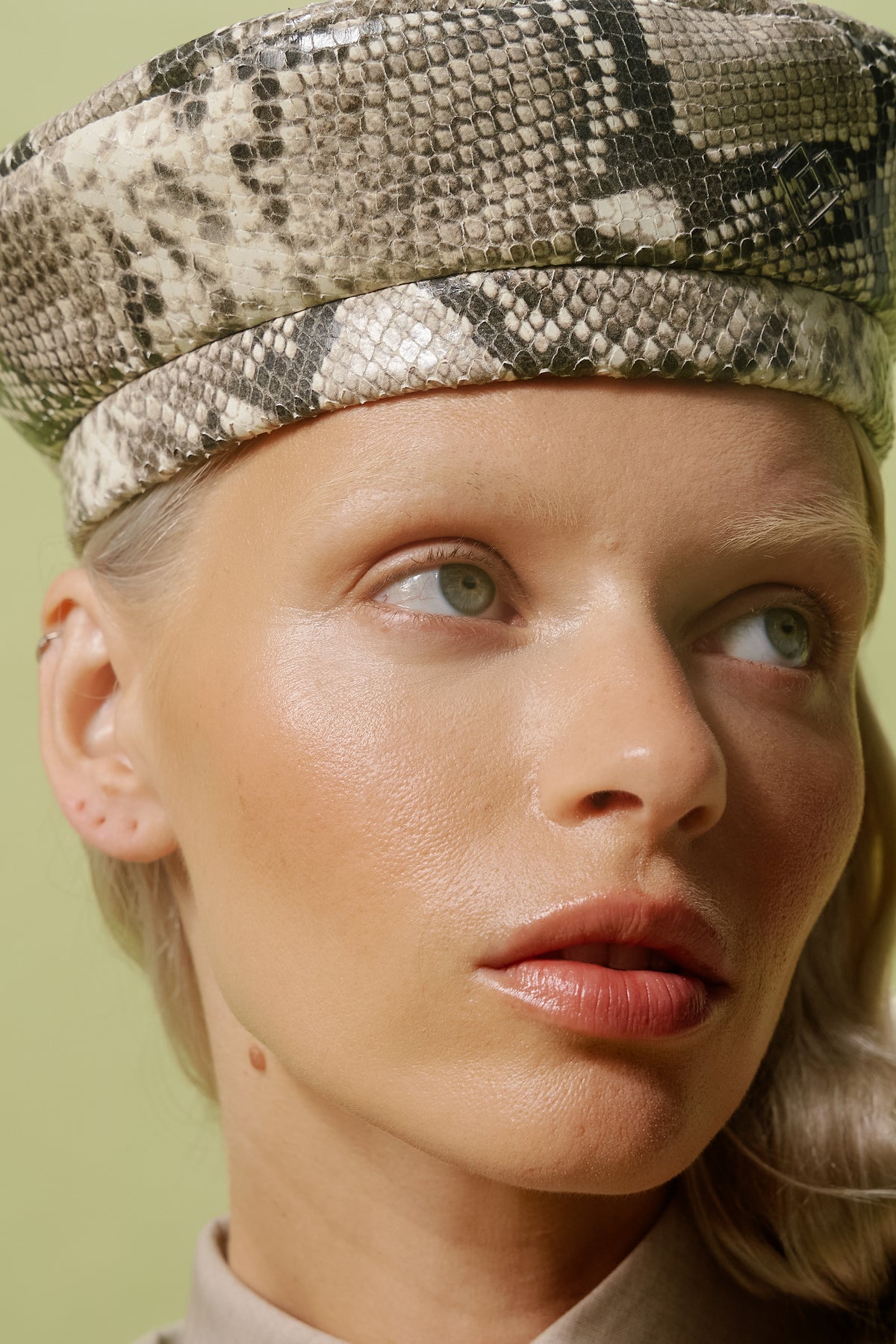 LIMITED PYTHON PRINT LEATHER BERET
