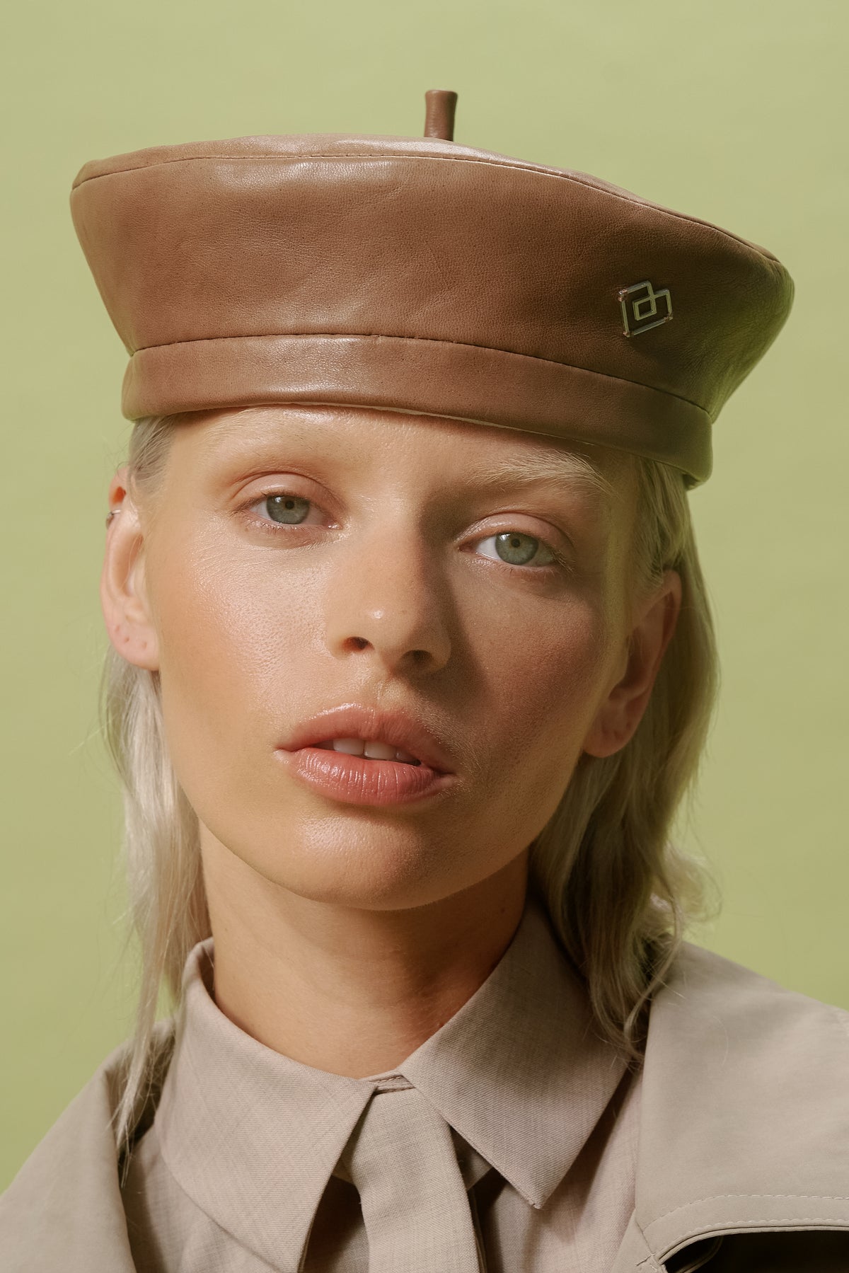 LIMITED BROWN LEATHER BERET