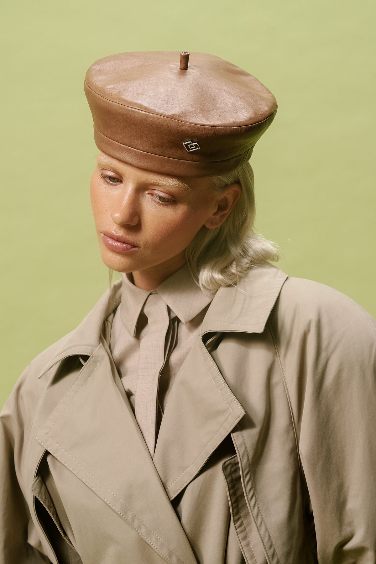 LIMITED BROWN LEATHER BERET
