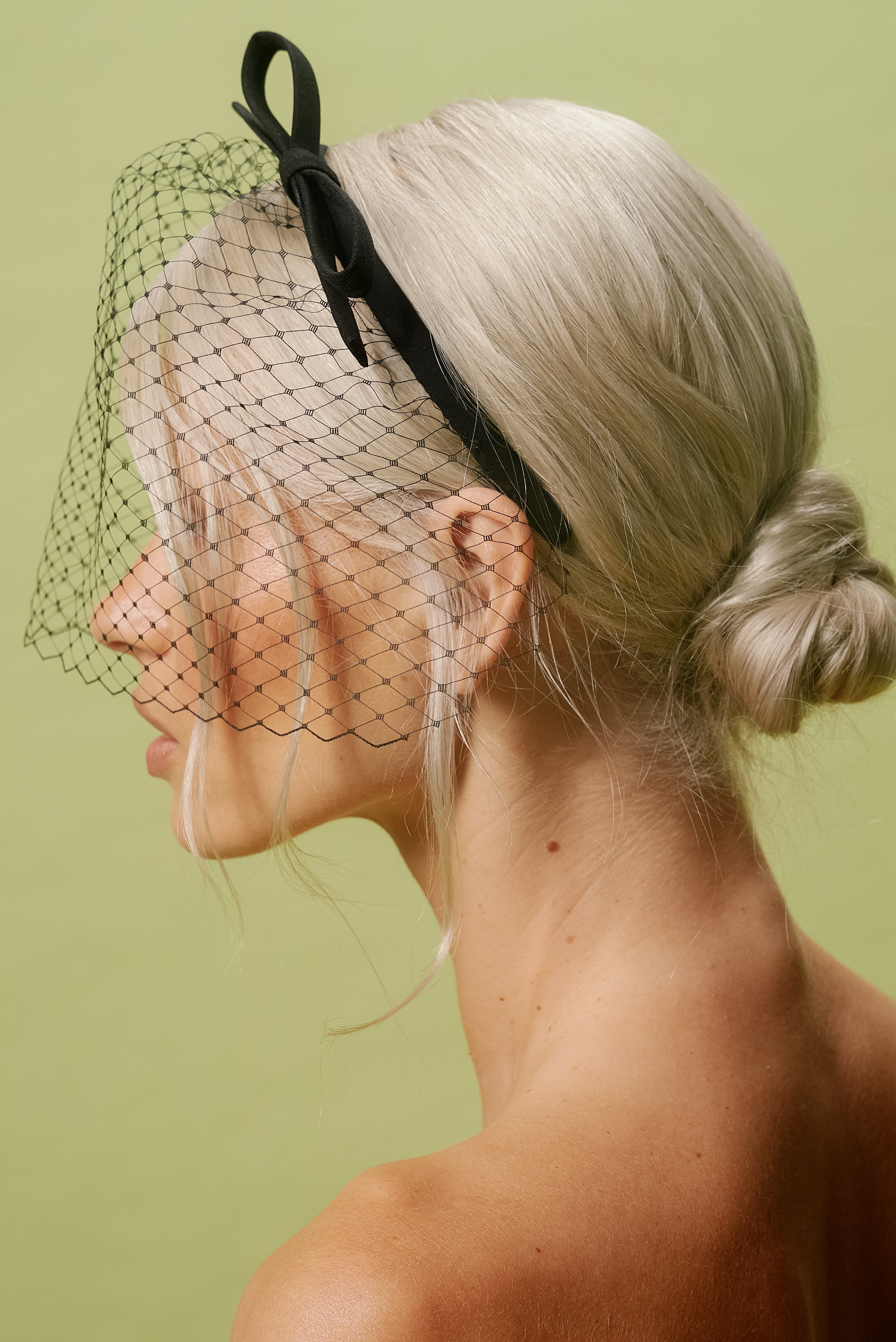 BLACK BOW VEIL HEADBAND