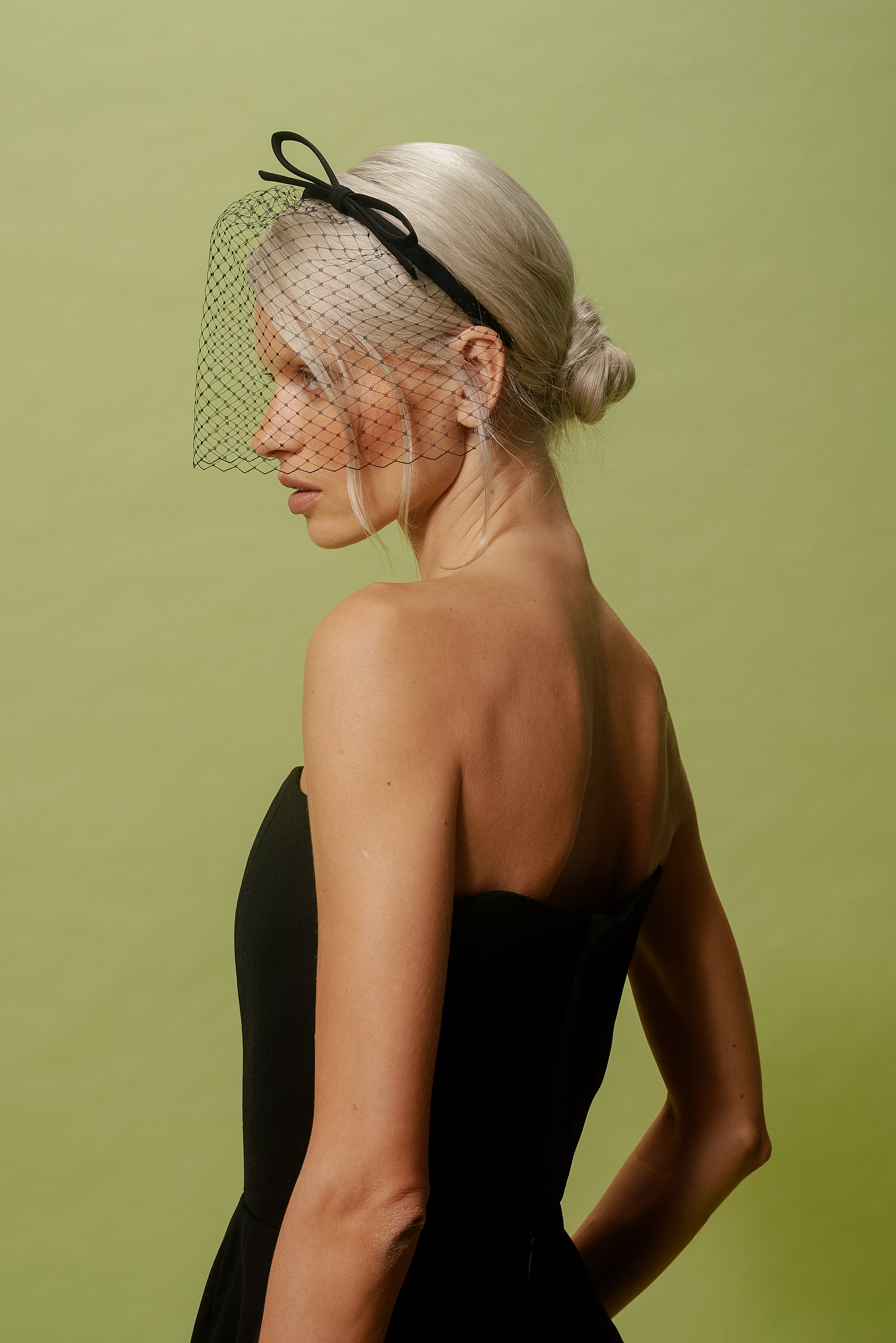 BLACK BOW VEIL HEADBAND