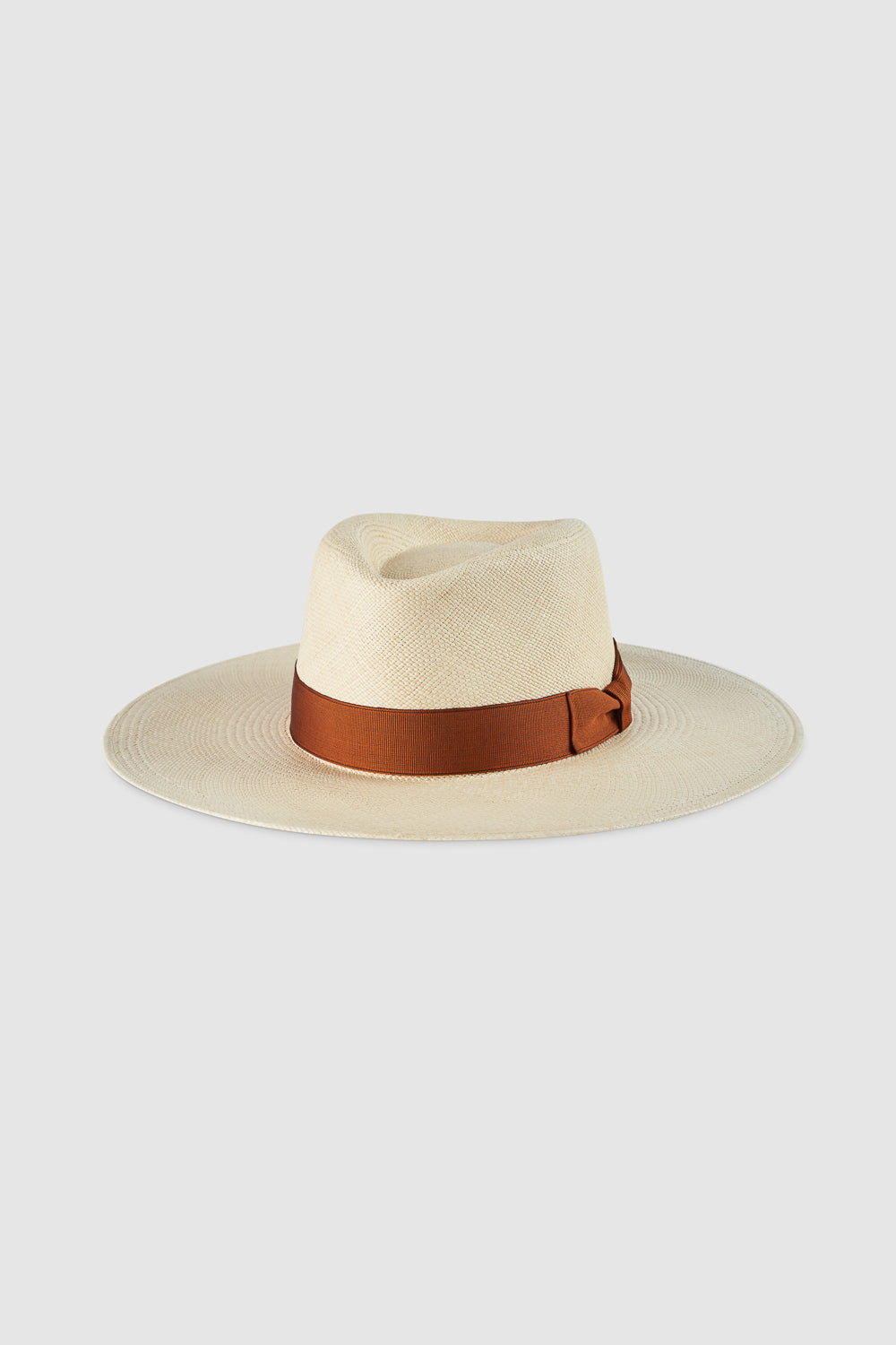 Wide-brimmed straw fedora hat