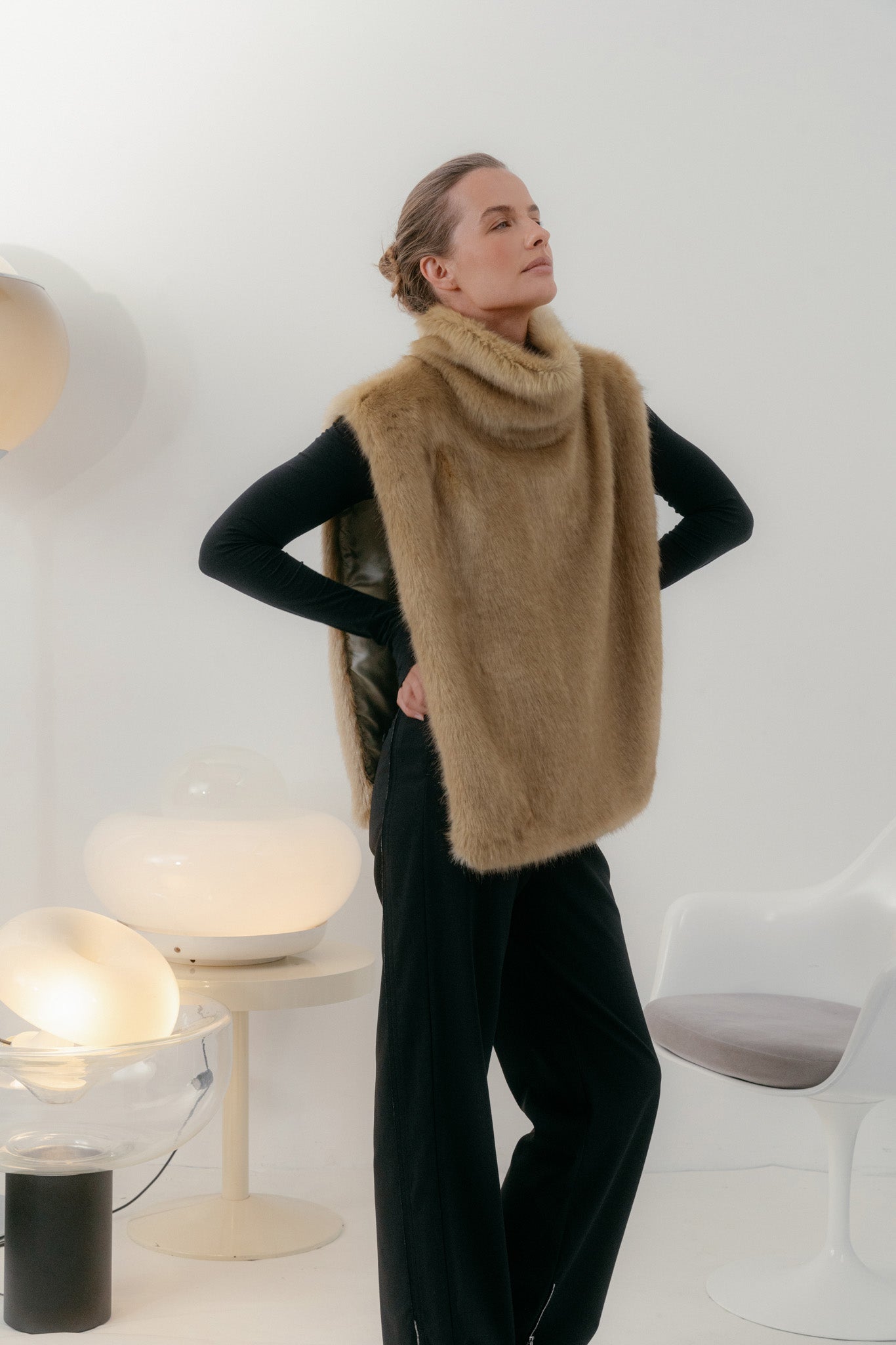 Light brown Faux Fur Turtleneck