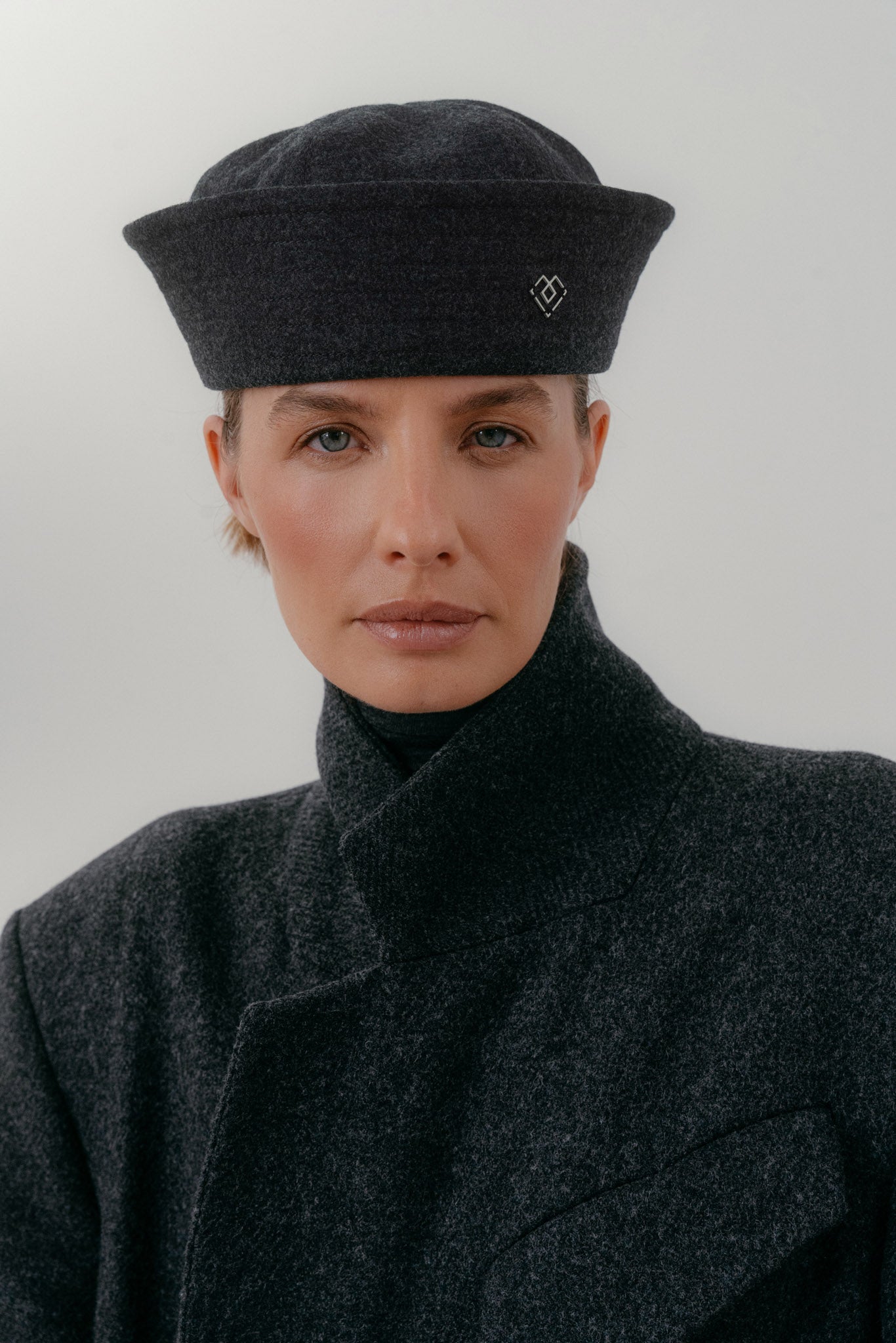Dark grey wool sailor hat