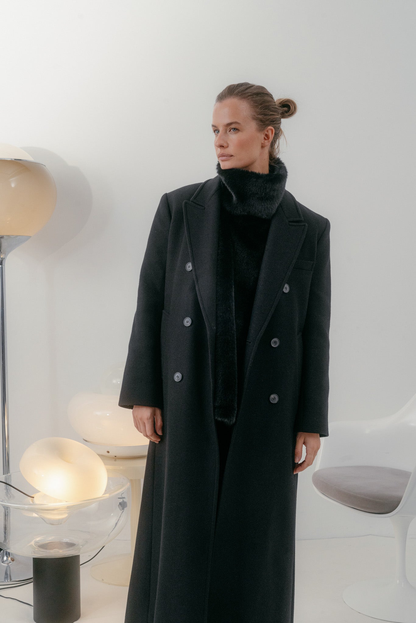 Black Faux Fur Turtleneck