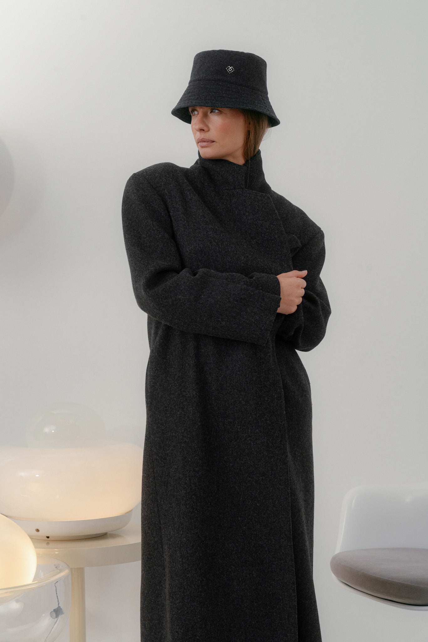 Grey wool bucket hat